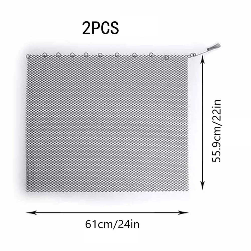 2pcs Fireplace Mesh Fence Spark Guard Hangable Mesh Fireplace Cover Metal With Anti-rust Coating Home Improvement Parts