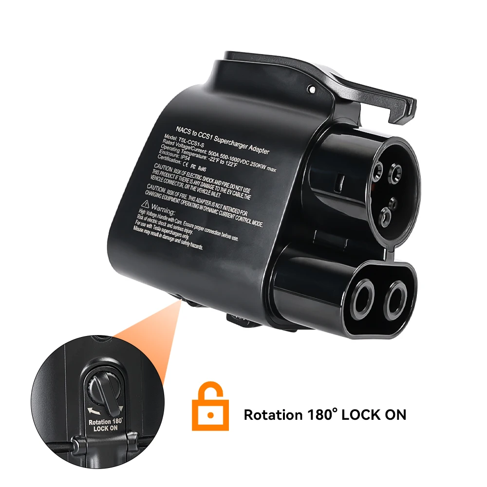 ADPOW NACS إلى CCS1 EV محول الشحن 500A MAX 1000V DC 250KW EVSE لسيارات CCS1 القياسية EV