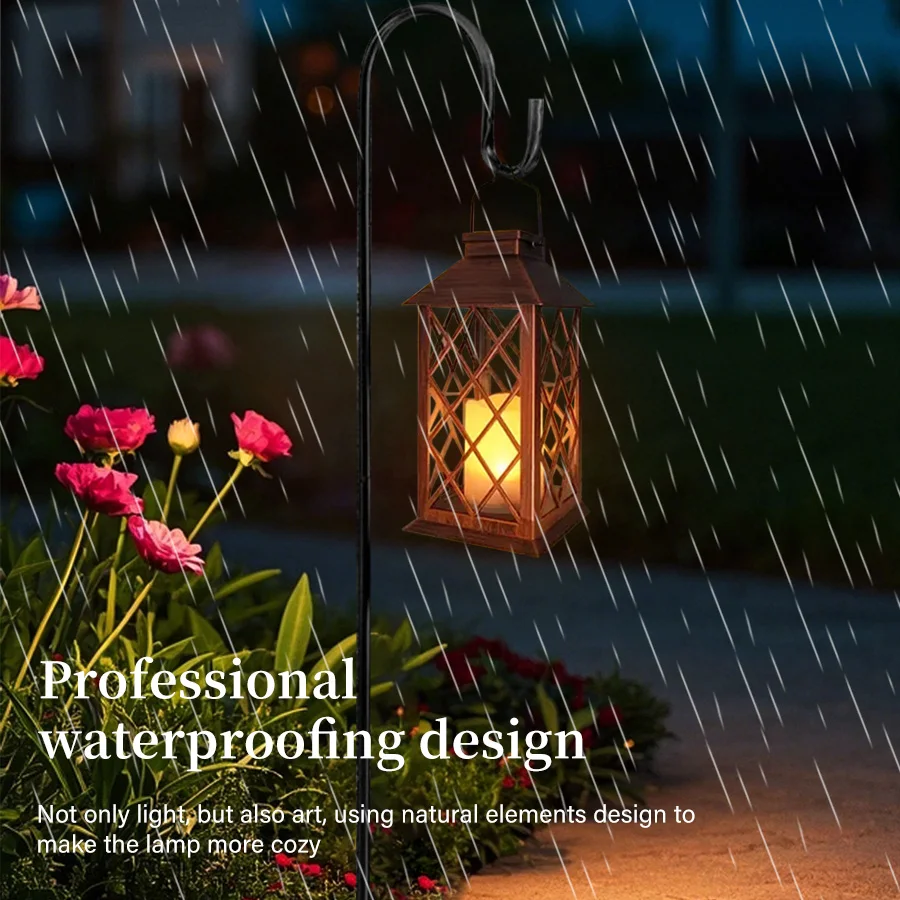 Creative Solar Powered Hanging Lamp Flickering Flameless Candle Waterproof LED Light For Table Patio Lawn Outdoor Party Decor image 3