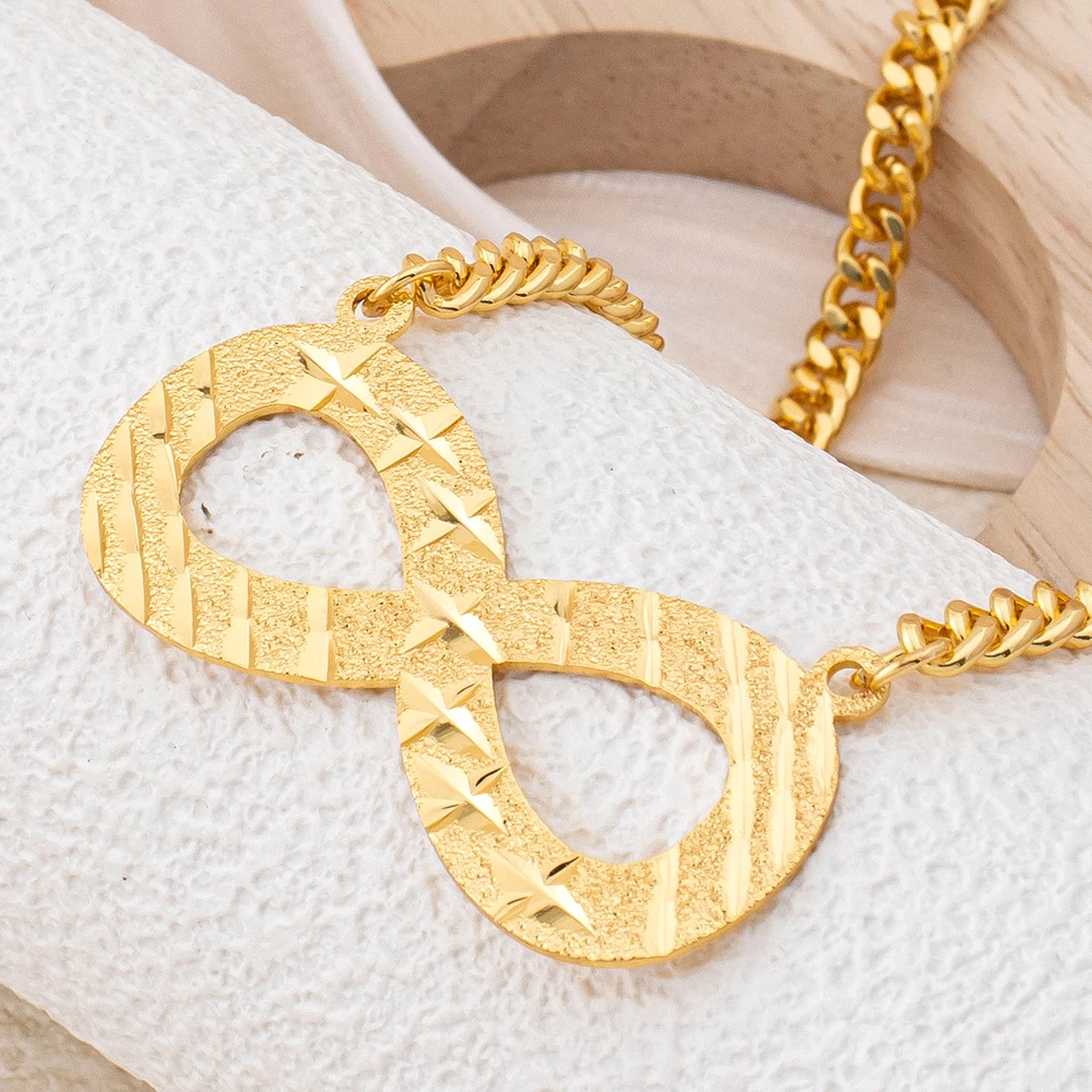 8-Wort-Edelstahl-Halskette und Ohrringe, mattiertes Design, Unendlichkeitssymbol, geometrischer Schmuck, Accessoires für Damen-Partygeschenke – Detail 2
