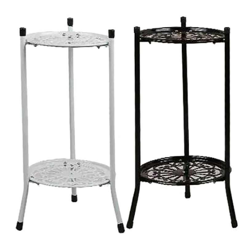 

Two-Layer Elegant Metal Plant Stand Shelf Potted Plant Holder Modern Tall Plant Pot Stands For Indoor Outdoor Decor