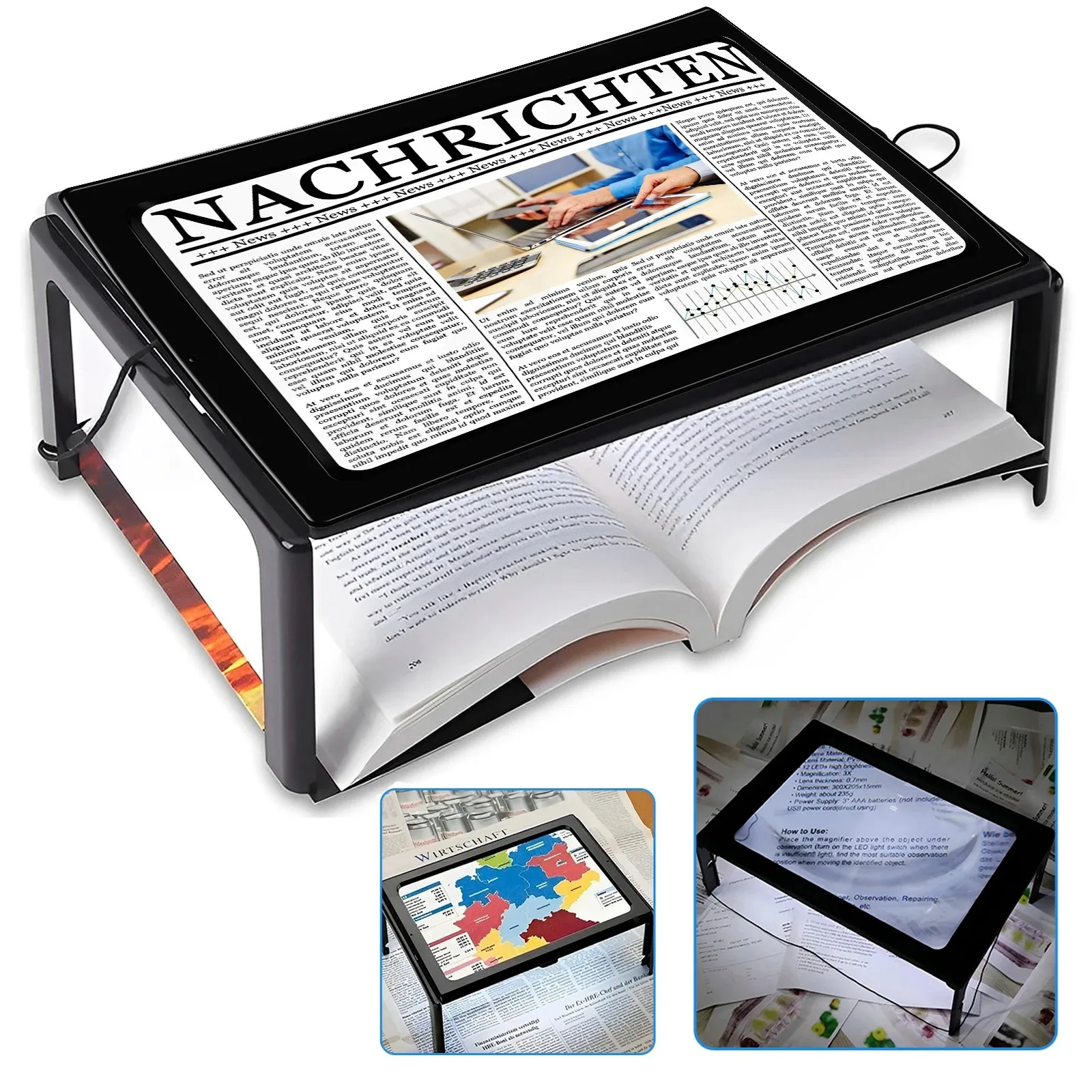 3X HD Reading Magnifier. Magnify the whole A5 page for reading. Special for people with low vision.