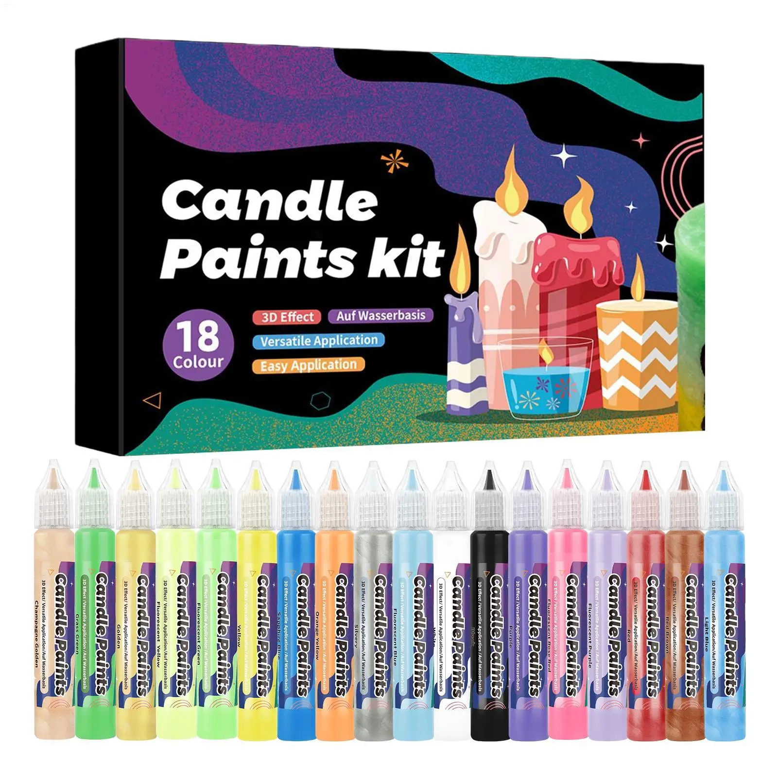 Bolígrafo de cera para velas, 18 colores, herramienta de escritura DIY para principiantes, decoraciones para fiestas de cumpleaños y Navidad, suministros para artes y manualidades