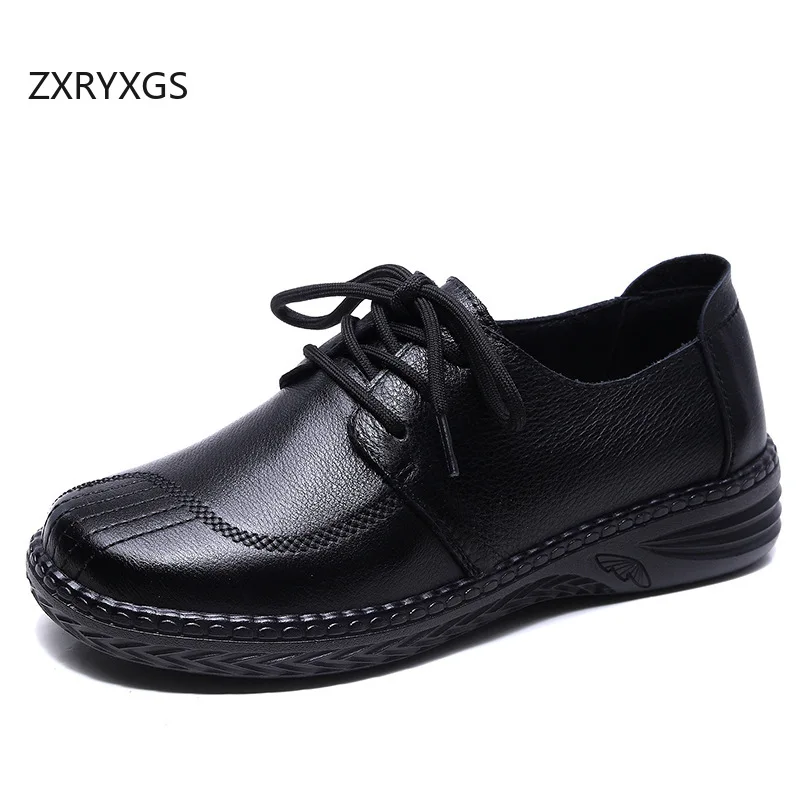 

ZXRYXGS верхняя обувь из натуральной кожи, кроссовки на плоской подошве, новинка 2025, удобная женская обувь на шнуровке для отдыха, элегантная дорожная обувь Tide