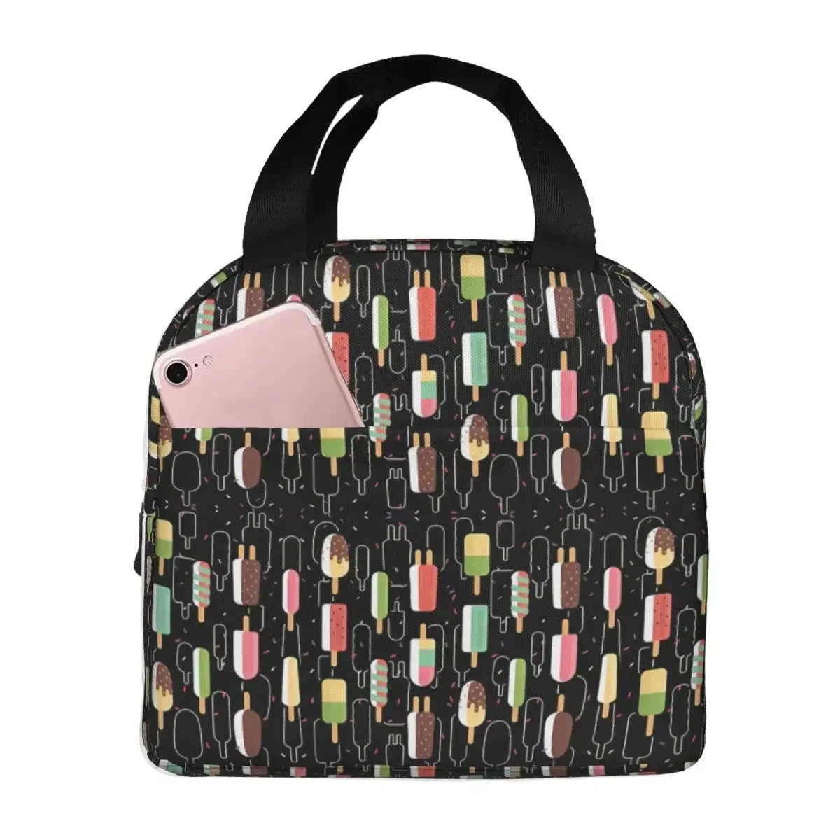 

Pattern Oxford Cloth Portable Bags Ice Cream School Trip Lunch Hiking Debris Cooler Food Handbags