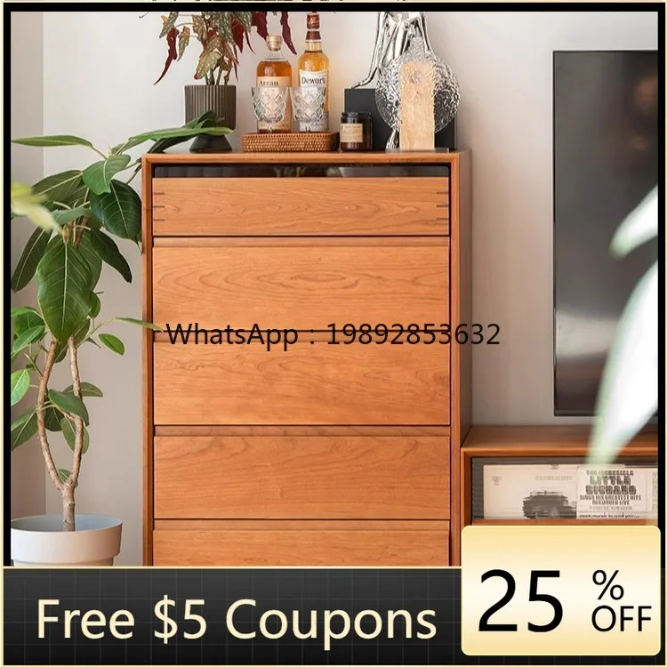 

LYY Five-Drawer Chest of Drawers Nordic Cherry Wood Solid Wood Chest Storage Home Five-Drawer Organizer Living Room