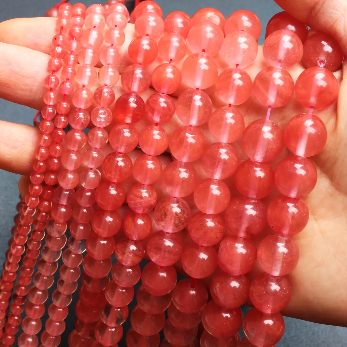 4/6/8/10/12mm 40-15Pcs Watermelon Red Stone Natural Stone Beads For Jewelry Making Bracelets DIY Handwork