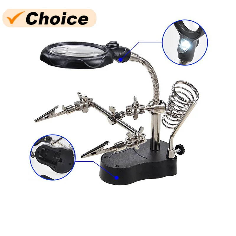 

TE-801 Вспомогательный зажим для ремонта мобильных телефонов со световым увеличительным стеклом, материнская плата мобильного телефона, инструмент для обслуживания цифровых устройств