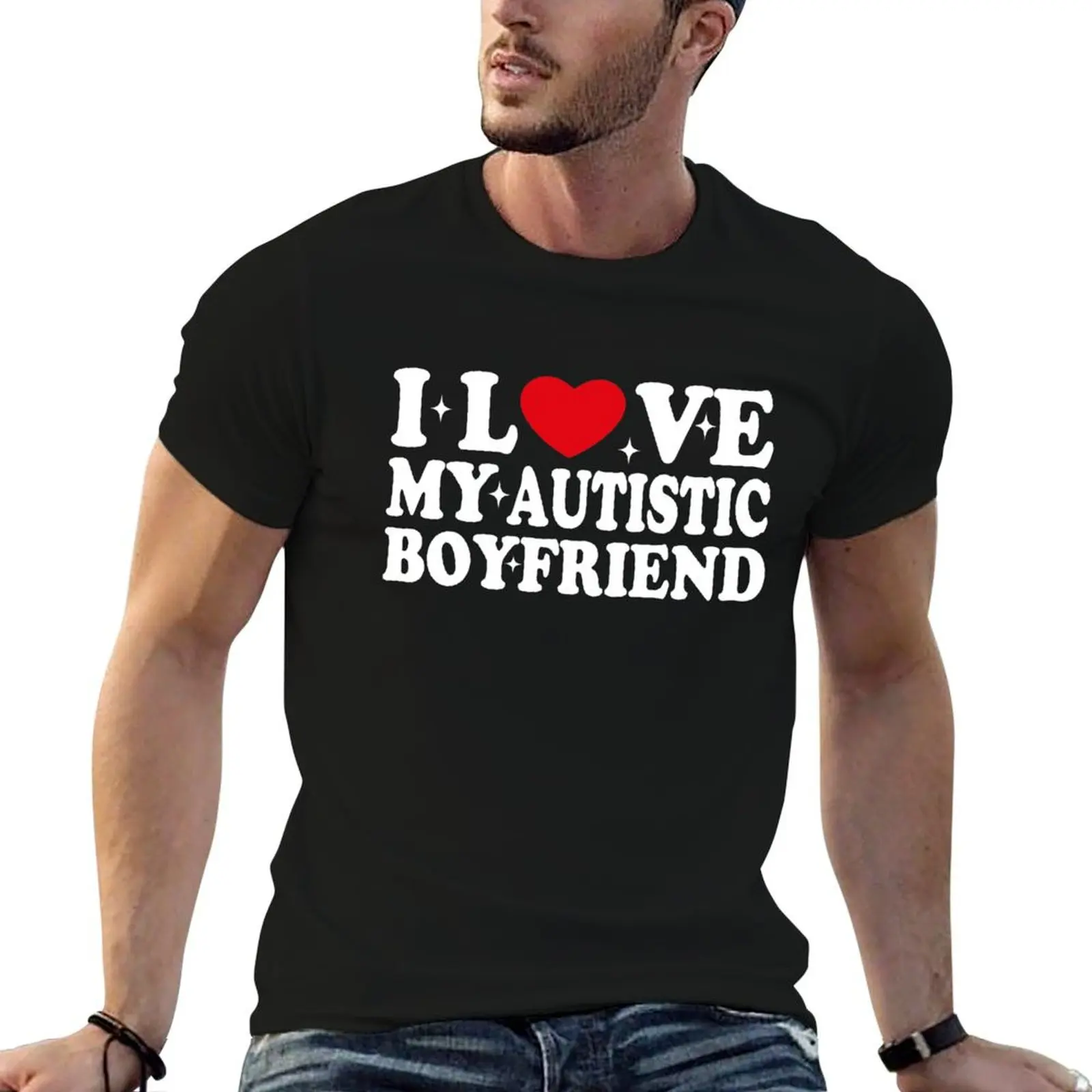 

cotton t BF t T-Shirt shirt Boyfriend I graphic Heart My Autistic man man shirt I My Love Autistic