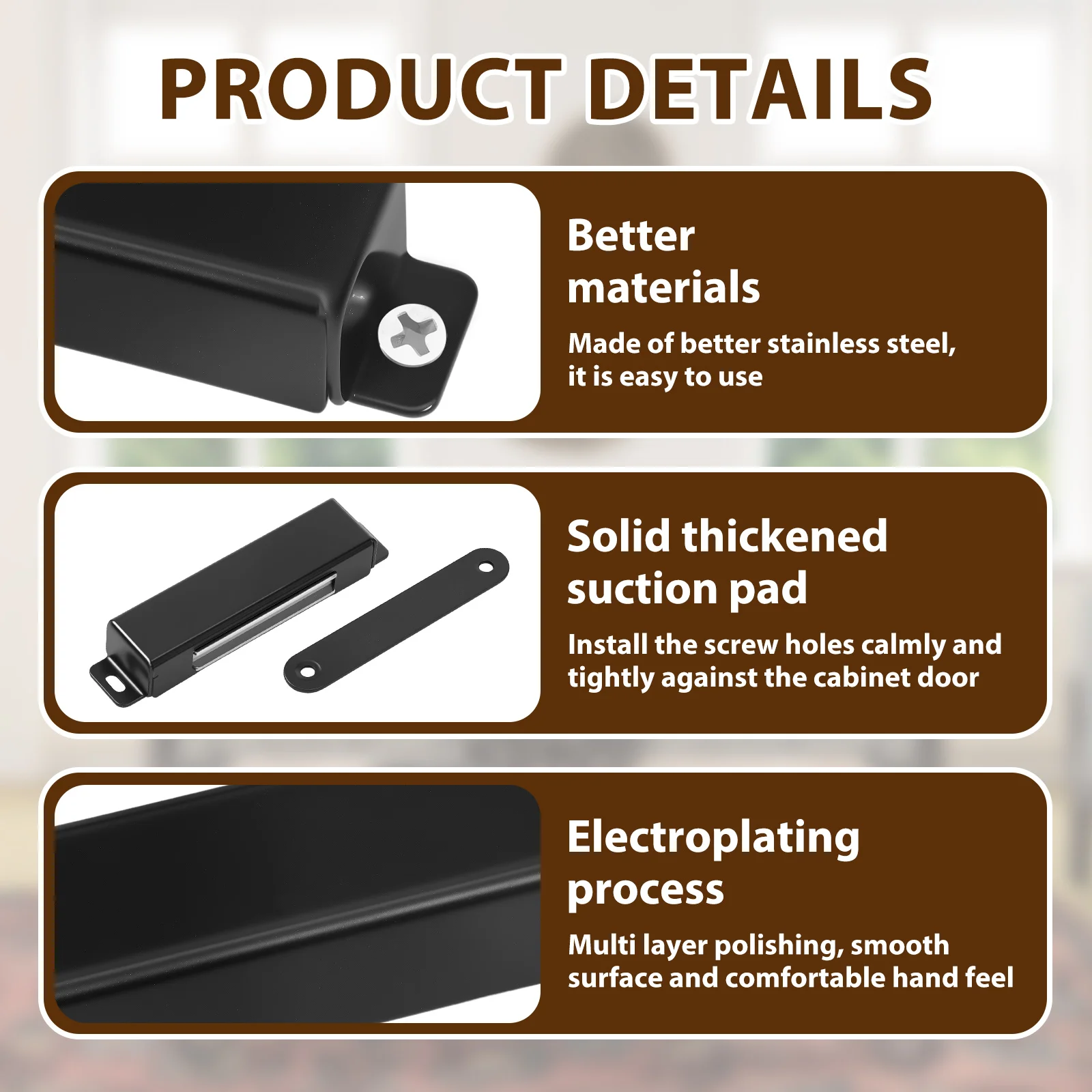 8 Uds. Cierre de puerta magnético, imanes magnéticos fuertes de acero inoxidable con succión de 150lb para cierre, pestillos de gabinete resistentes
