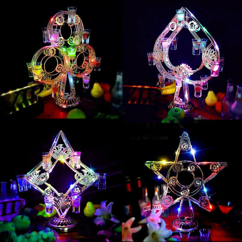 Custom. Glowing Cocktail Rack Bar Rotating Colorful Skyscraper Bullet Cup Rack KTV Glowing Wine Glass Rack