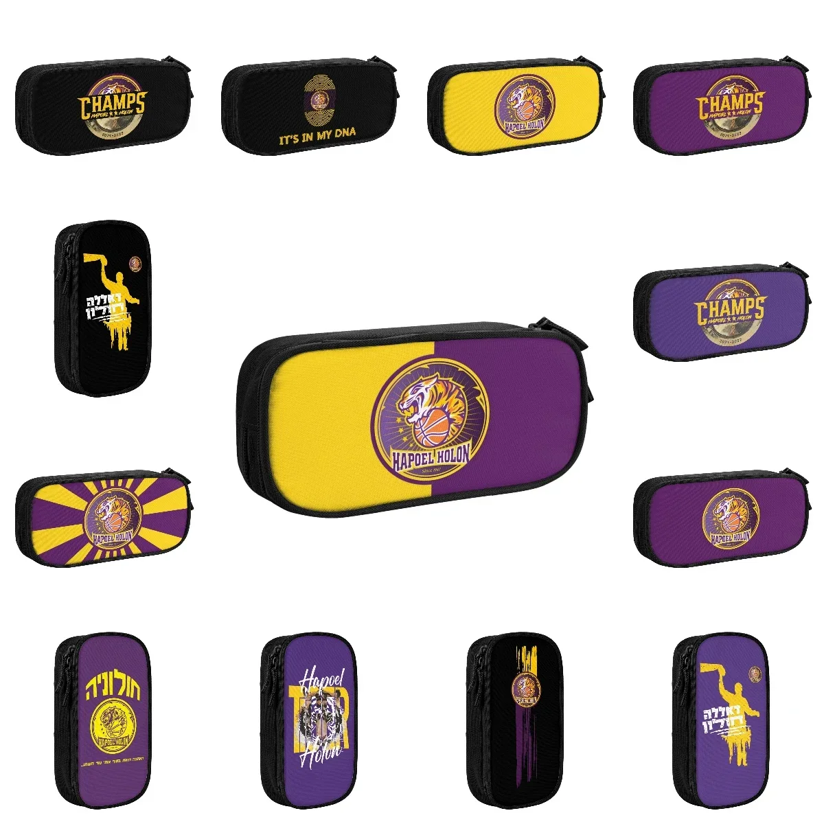 Hapoel Holon Basketball Big Capacity Pencil Pen Case Stationery Bag Pouch Holder Box Organizer for Teens Girls Adults Student