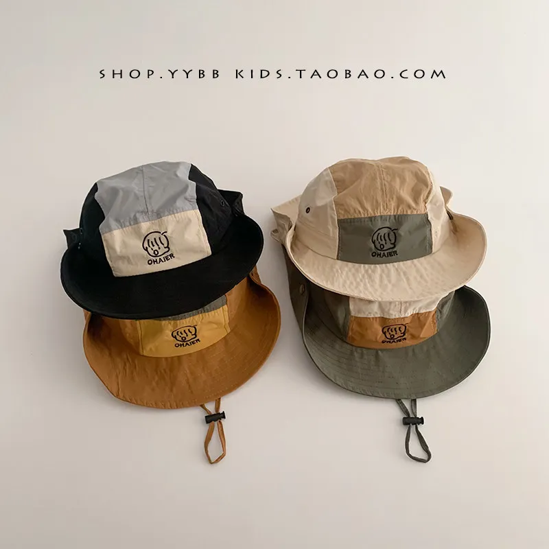 Children's Outdoor Sunscreen Sun Hat Spring Summer Thin Boys Girls Big Eaves Camping Trip Quick-drying Sun Hat Summer