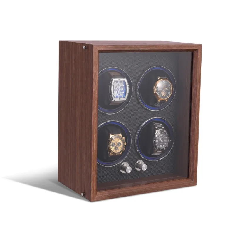 2023 New Embers Luxury 1 2 4 Slots Watch Winder Wooden Shaker Watch Box Automatic Winder Storage Case Mabuchi Motro