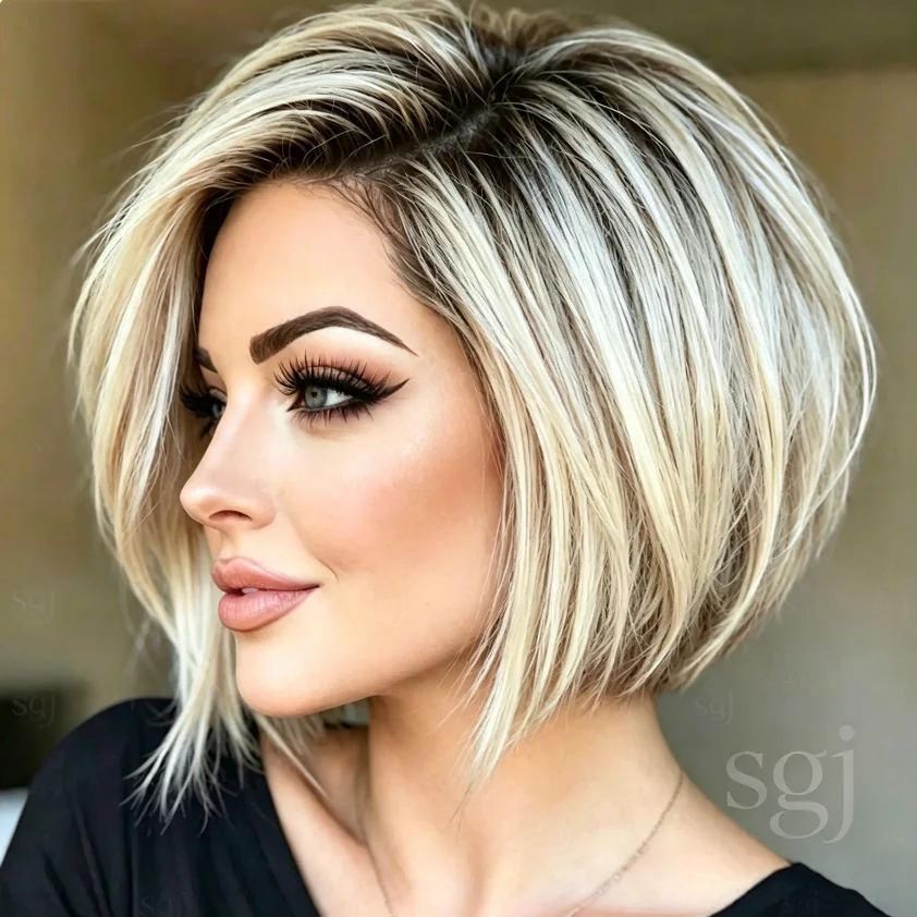 Glueless Natural Ombre Blonde Preplucked Bob 18inch Straight Soft Lace Front Wigs For Women With Babyhair Heat Resistant Daily