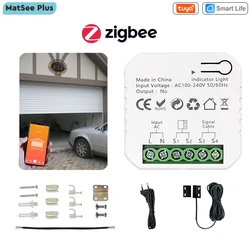 Tuya Smart ZigBee Garage Door Opener Controller Remote Control Dry Contact 110V 240V Support Zigbee2MQTT ZigBee Gateway Needed