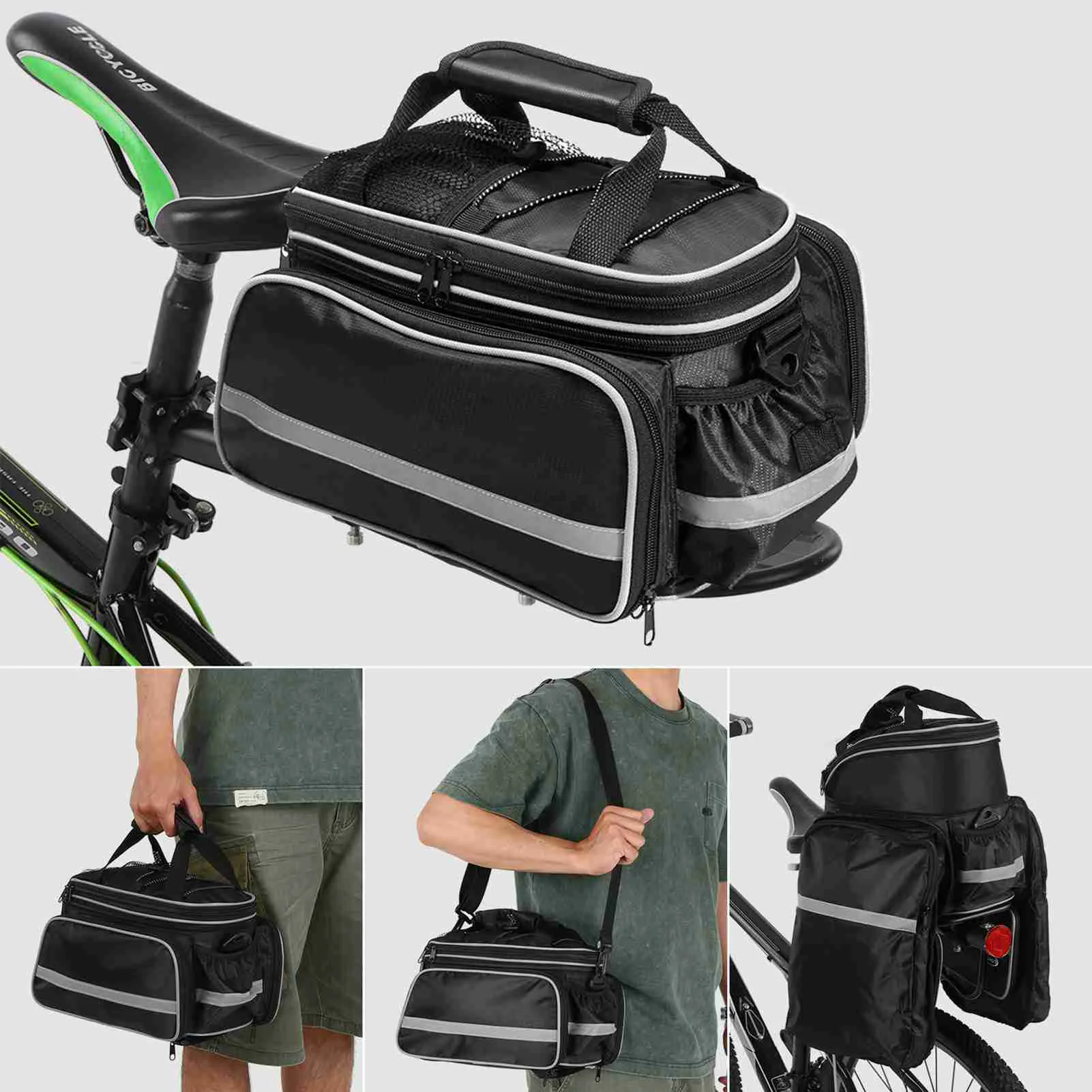 

Сумки на задний багажник для велосипеда 10L-25L, большая вместимость, MTB, дорожные сумки для хранения багажа, багажник, кофры, сумка на плечо