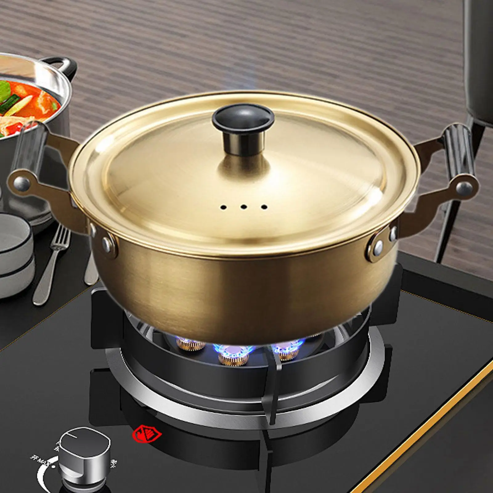 Koreanischer Ramen-Topf, Meeresfrüchte-Topf, robust, mit Deckel, Induktionsherd-Kochtopf für Camping, Wandern, Curry, Ramyun