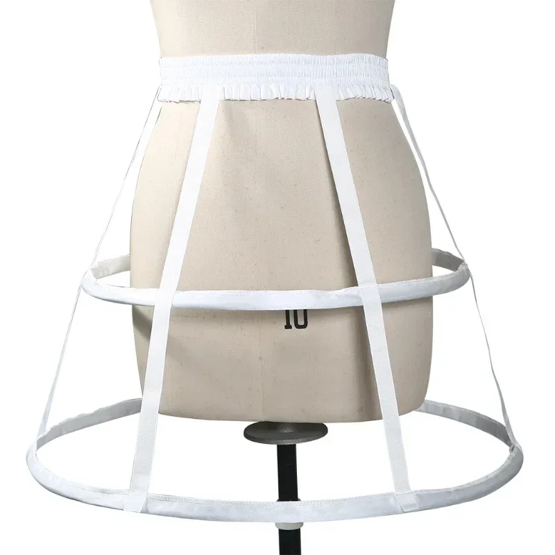 Vendita calda da sposa crinolina sottogonna elastico in vita sottoveste sottoveste vintage lolita 2 cerchi scava fuori trambusto gabbia gonna