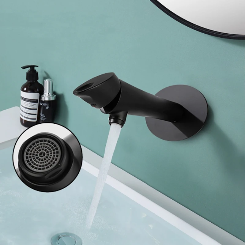 Wall Mounted Sink Faucet Single Hole Single Handle Vessel Faucet Hot and Cold Mixing Faucet Lavatory Vanity Faucet Gold