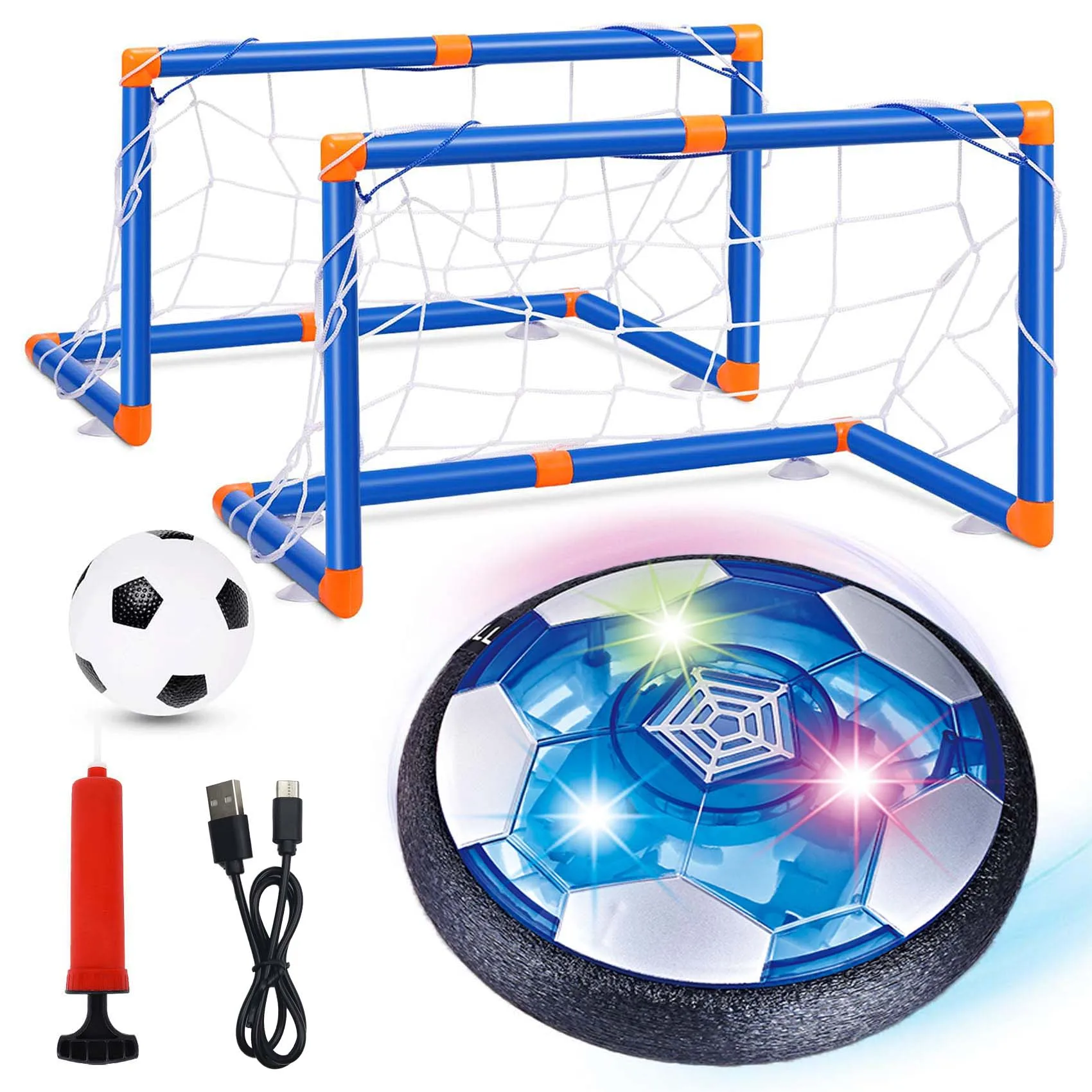 

Suspended football with goal toy is suitable for indoor and outdoor air suspended football toy game foam edge protection