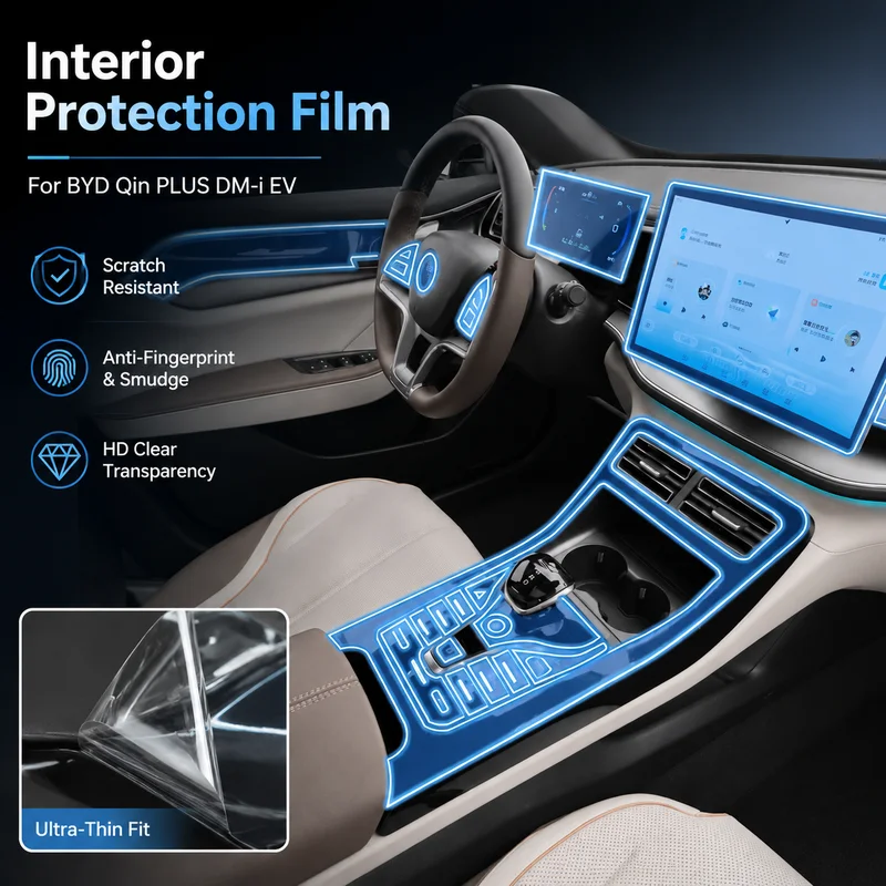 

Interior Protection Film For BYD Qin PLUS DM-i EV Center Console Dashboard Navigation Screen High Definition, Replacement Parts