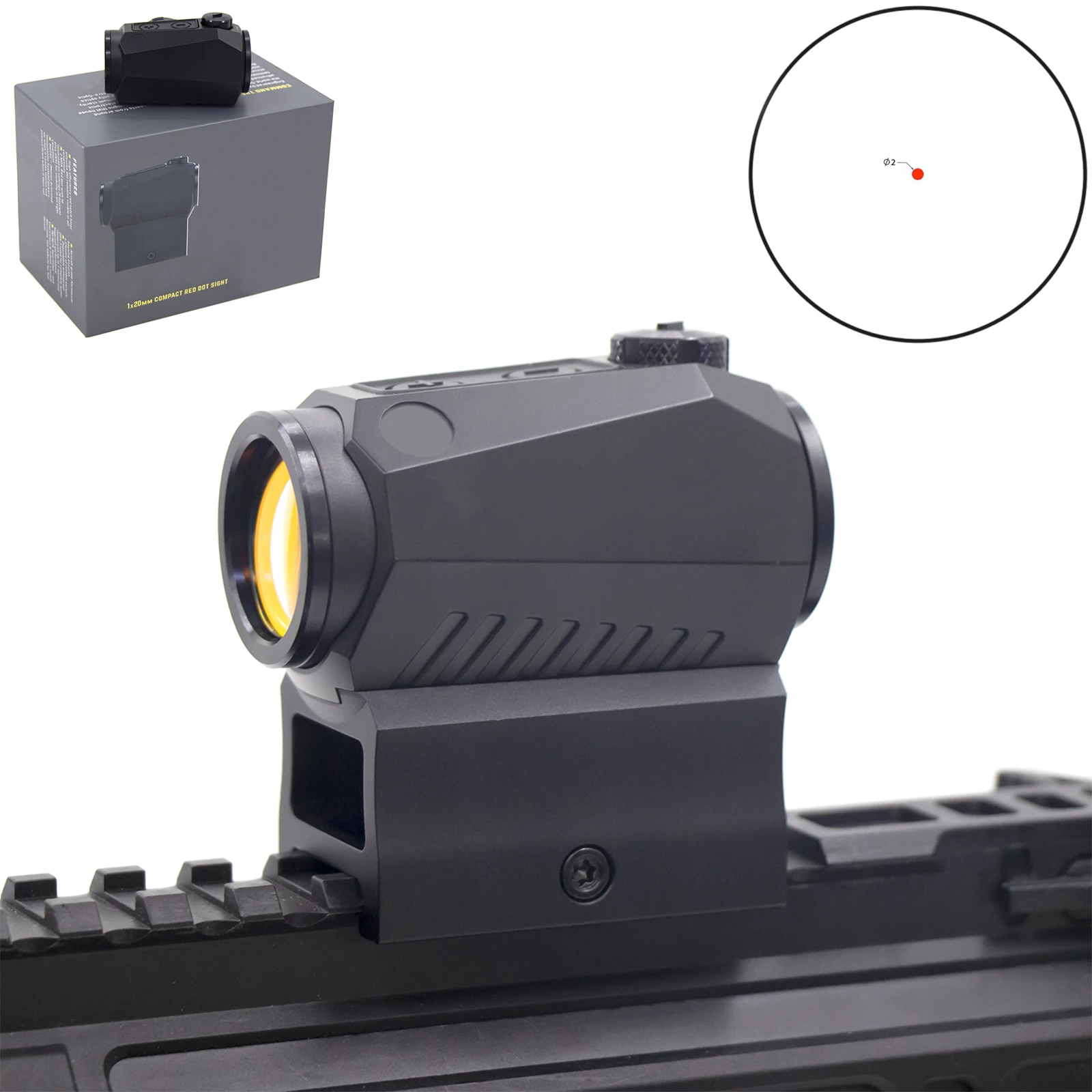

Original R5 1x20mm 2MOA Red Dot Sight Rifle Scope for Picatinny w/ Low Mount Reflex Red Dot Closed Emitter for Hunting Shooting