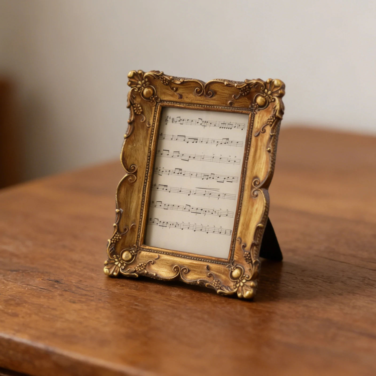 Polyresin Photo Frame with Gold Finish and Vintage Design for Elegant Display of Photos on Office Desk or For Home Table