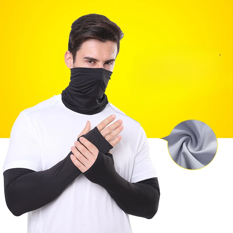 Ice Silk Scarf Sleeve Cover Summer Sun Protection Thin Scarf Riding Women's Arm Guards Gloves Men's UV Protection Sleeves