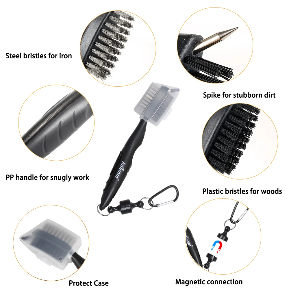 Kaiersn Golf Club Brush Groove Cleaner Magnetic Connection Aluminum Carabiner Lightweight Stylish Easily Attaches To Golf Bag ﻿