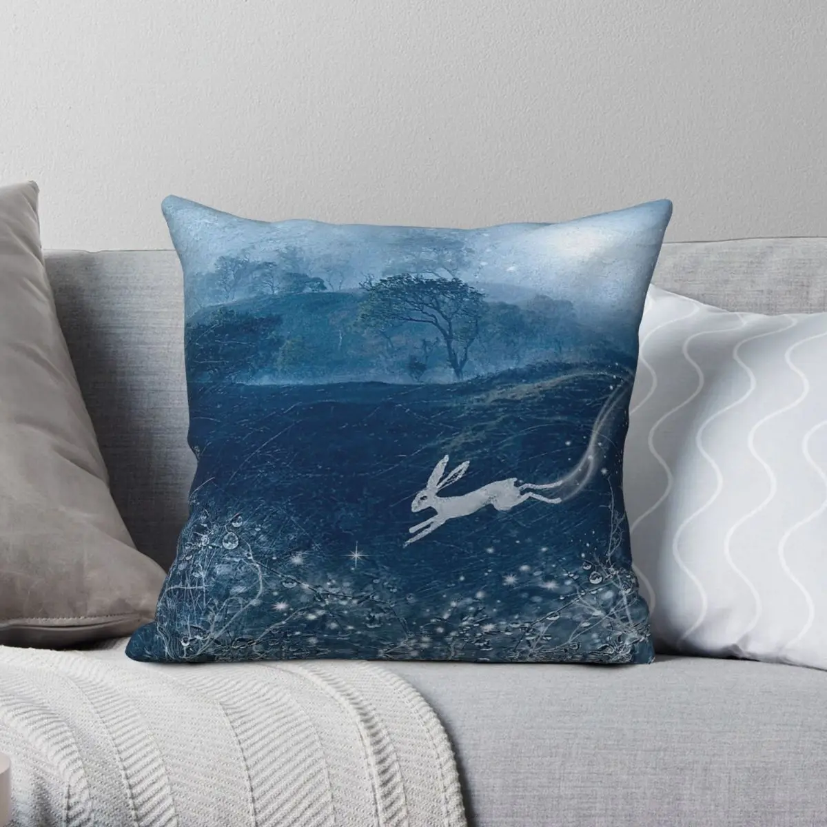 White Hare Ancient Symbol Goddess Pillowcase Polyester Linen Velvet Creative Zip Decorative Throw Pillow Case Bed Cushion Cover