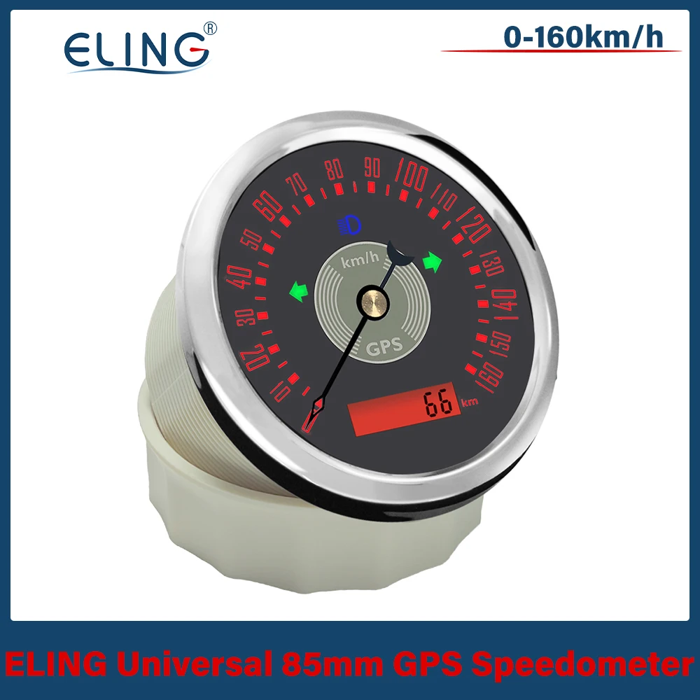 

ELING Car Yacht Universal 85mm GPS Speedometer 0-200MPH 0-220km/h Total Mileage Adjustable with Red Yellow Backlight 12V 24V
