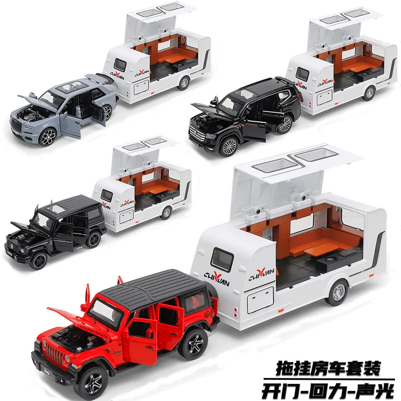 

1/32 RV Car Model Alloy Diecast Off-road Vehicle Toy With Sound and Light Camping Car Model For Boys Gifts B224