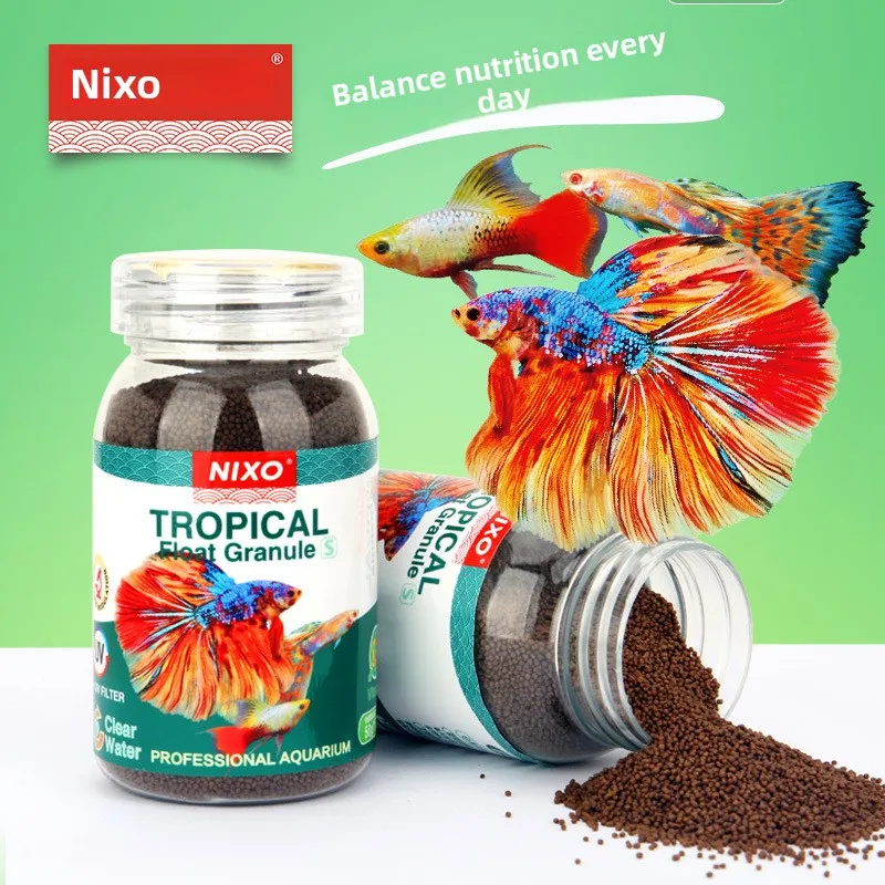 

NIXO Ornamental Fish Micro Pellets - Bloodworm-Mimic Formula for Guppy, Tetra&Small Community Fish,High Protein 0.5-1mm Granules