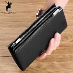 WILLIAMPOLO Men Wallets Classic Long Style Card Holder Male Purse Quality Zipper Large Capacity Big Brand Luxury Wallet For Men