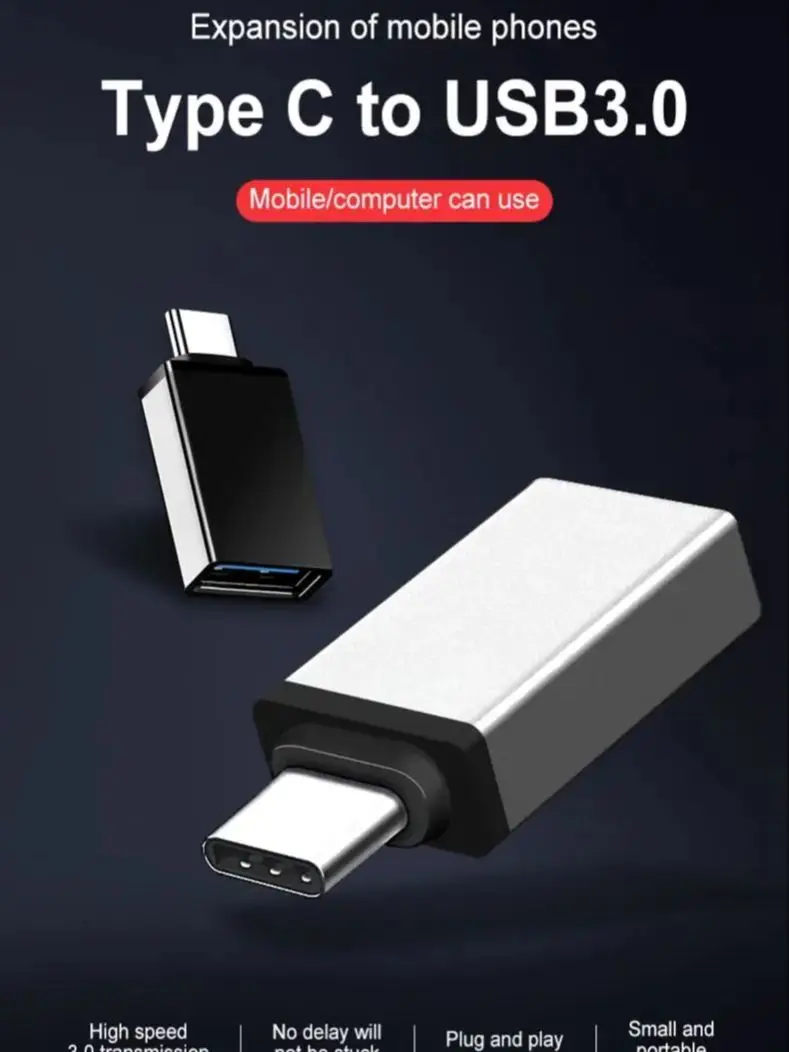 USB-C mannelijke naar USB-A vrouwelijke OTG-adapter USB 3.2 Gen2 10Gbps hogesnelheidsgegevensoverdracht PD 60W snelladen voor iMac MacBook Pro - afbeelding 2