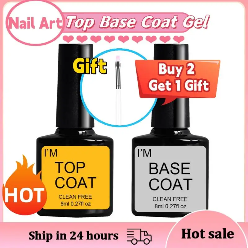 1/2 Stuks Nail Art Top Base Coat Gel Polish Matte Glazuur Rubber Afdichting Uv Neon Design Nail Hybride Tops Nail Accessoires Nagel Charme