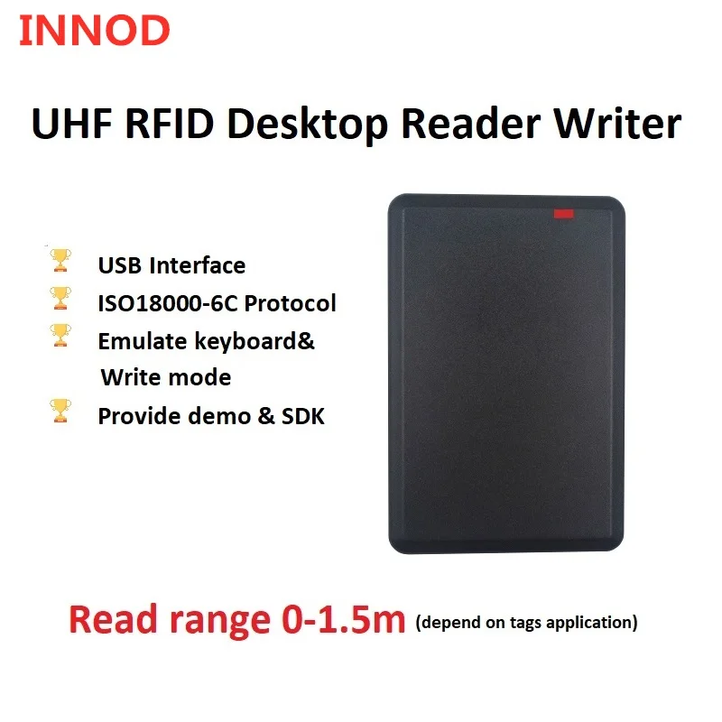 Imagem -05 - Gravador de Leitor Rfid Usb Uhf Alcance 01.5m Protocolo Iso18000 6c Desktop Sdk Gratuito Copiadora Uhf para Cartão Rfid Epc Gen2