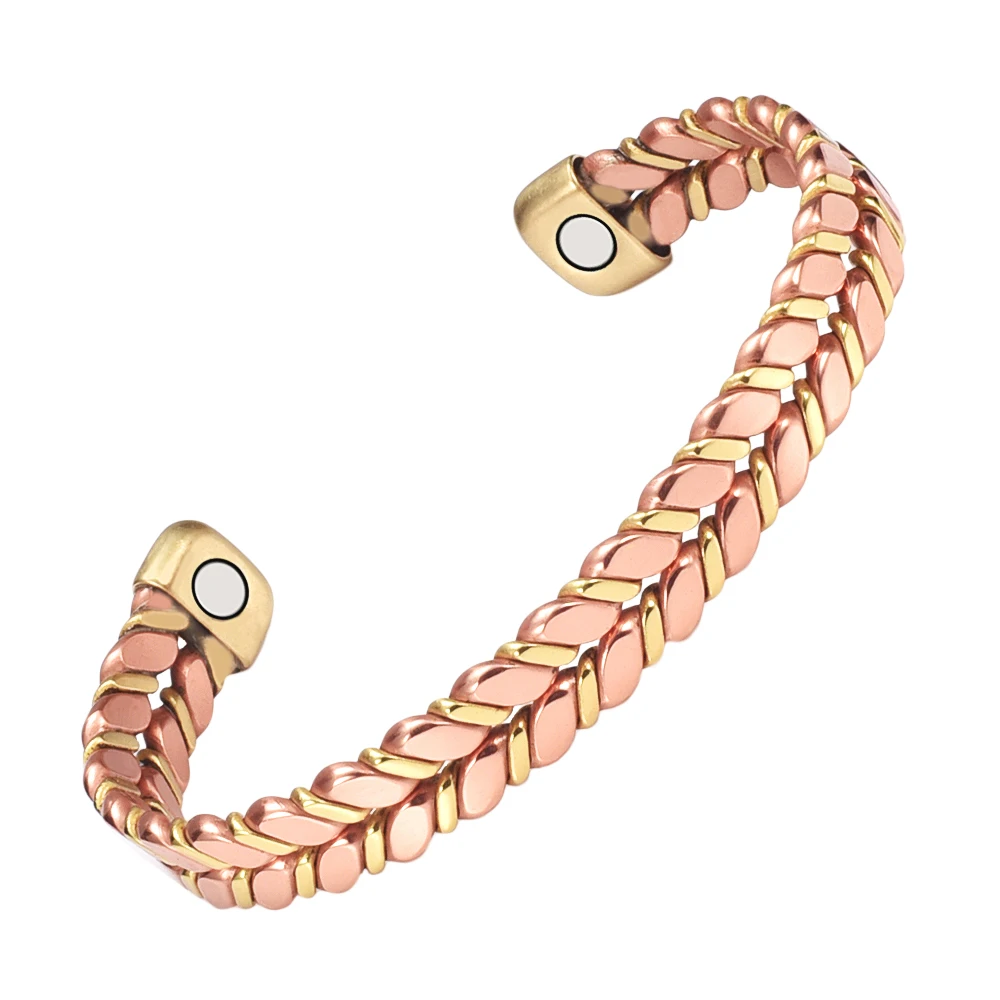 Wollet Pure Copper Magnetic Bracelet for Women Men 5.9'' Copper Bangles with Magnet Jewelry Gift