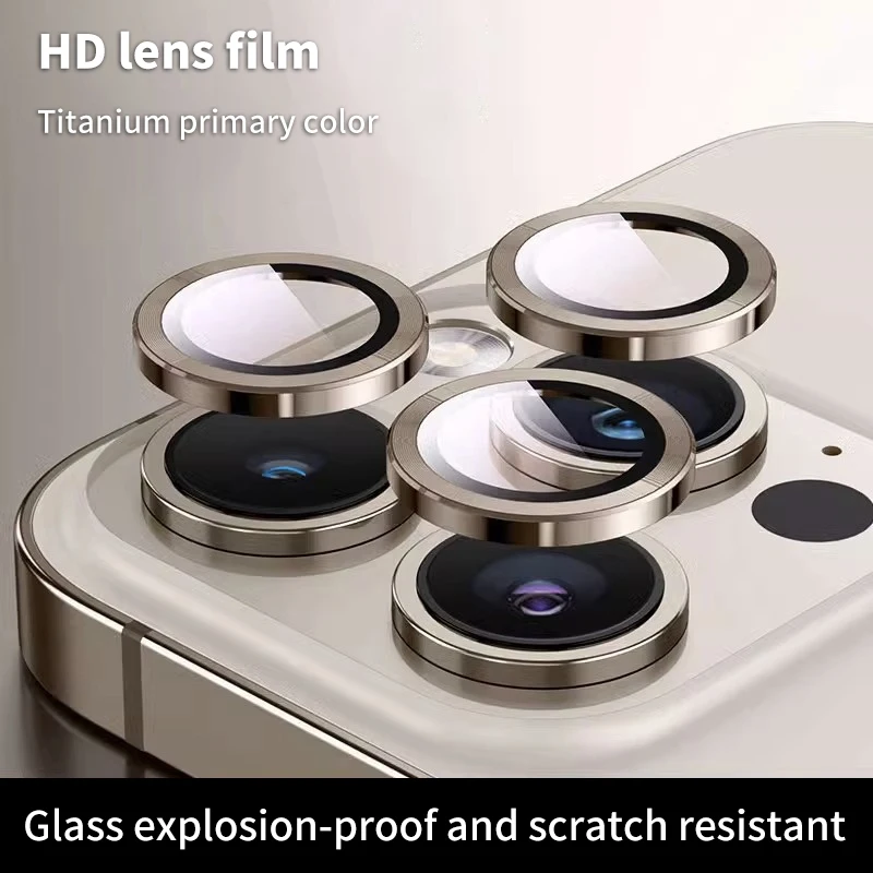 Original Color Titanium Lens Film Suitable For Iphone 15 Pro/iphone 15 Pro Max Simple Male And Female Installation Kit Lens Film