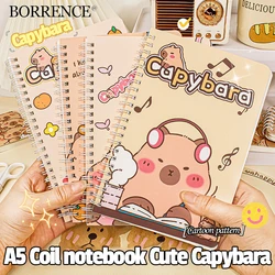 1PCS Kawaii A5 Coil Notebook Cute Capybara Daily Notes Paper Books Mini Portable Journal Stationery Office School Supplies
