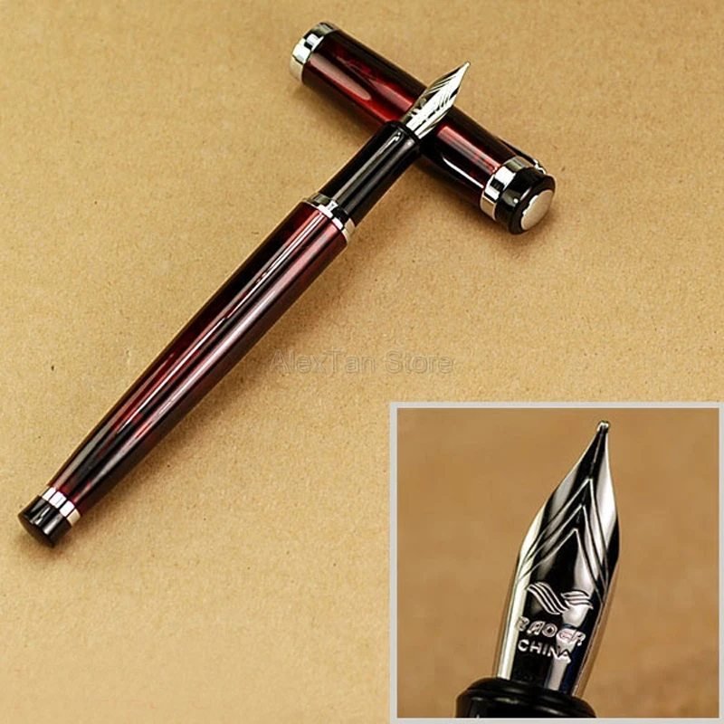 Baoer Metal 508 Brand New Fountain Pen With Silver Clip Iridium Medium Nib Elegant Pattern Writing Set For Office Business