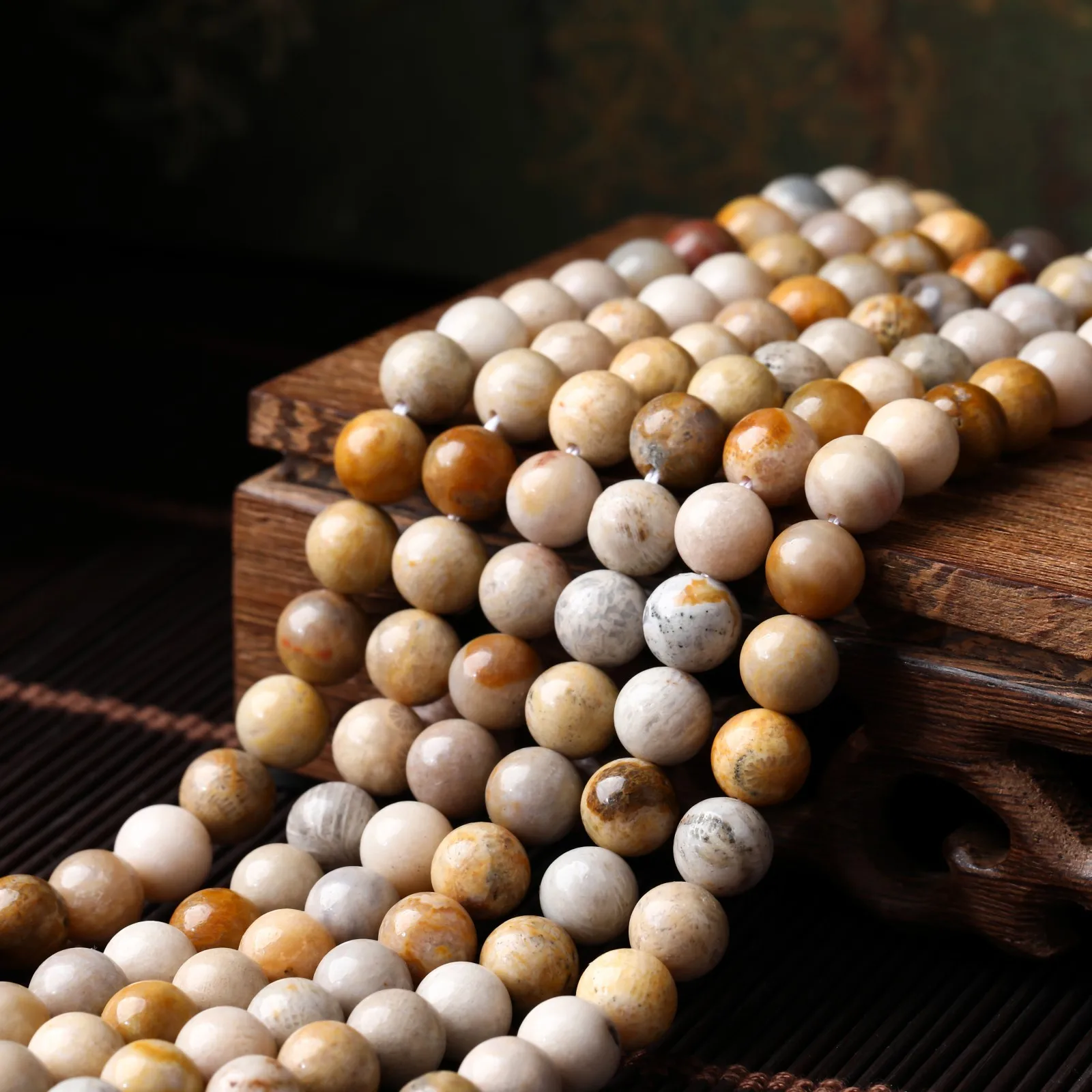 Naturstein-Korallen-Jade-Perlen, Chrysanthemen-Achat, Runde Lose Abstandsperlen für Schmuckherstellung, DIY-Armbänder, Halsketten-Zubehör – Detail 6