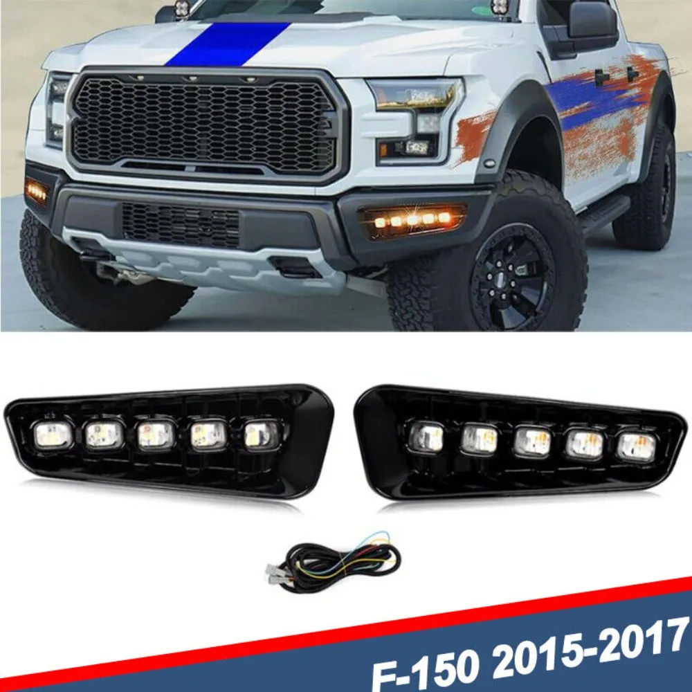 LED Fog Lights Front Bumper Lamps Turn Signal Kit For Ford F-150 Raptor 2015-17 United States