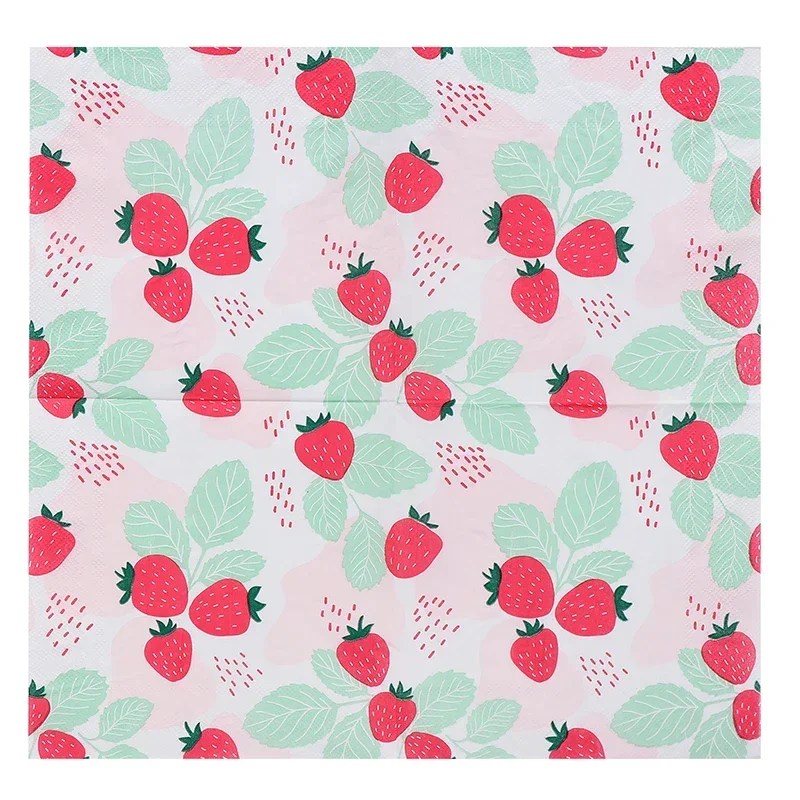 New Strawberry Colored Napkins Printed Paper Napkins Western Restaurant Hotel Coffee Shop Pure Wood Pulp Paper 20 Sheets Cheap