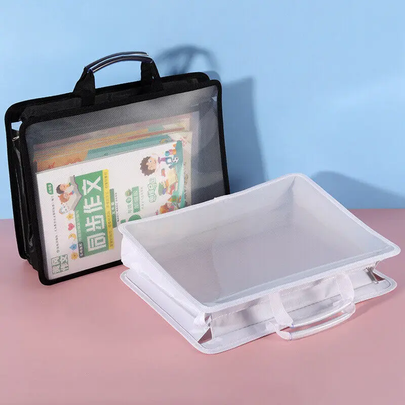 Bolsa de almacenamiento transparente A4 de gran capacidad, bolso de documentos impermeable para estudiantes, portátil, transparente, suministros de oficina