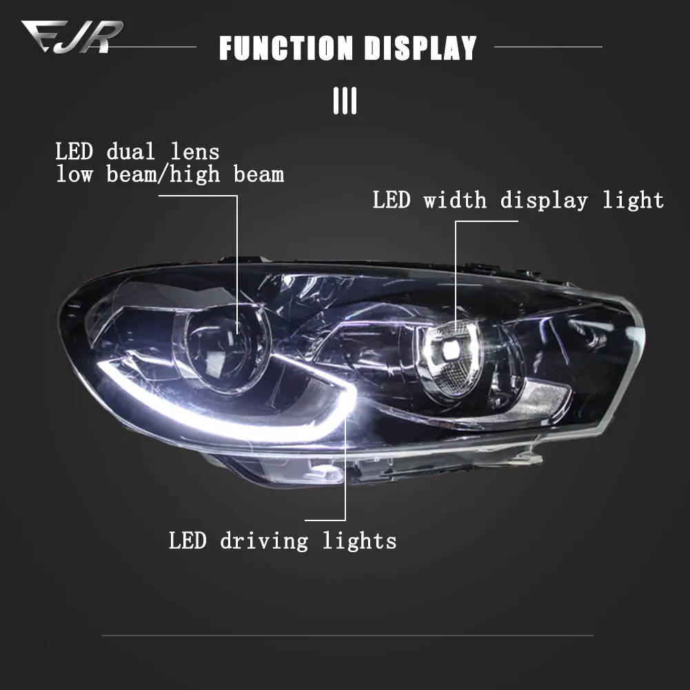 For Volkswagen Scirocco 2009-2017 LED Headlights Assemblies Upgrade Modified Turn Signal Hazard Lights Front Head Lamp Accessory