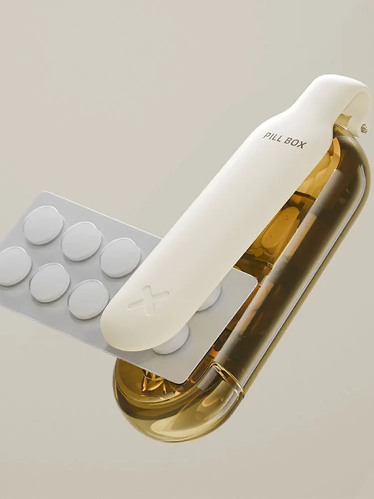 Distributeur de pilules sans BPA, 4 compartiments, étui de rangement de médicaments de voyage avec support coulissant ouvert pour suppléments de vitamines de 4 fois par jour