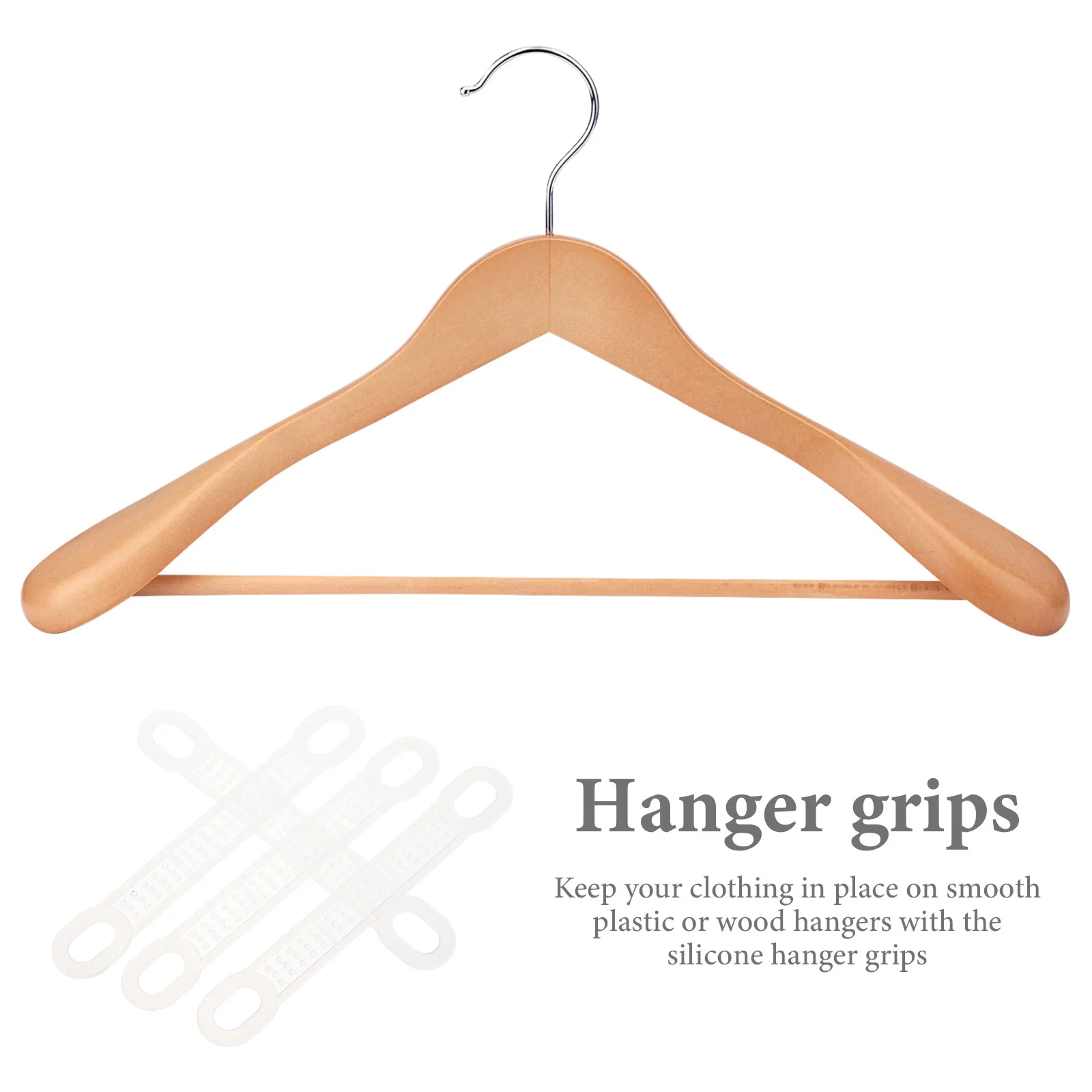 50 Pcs Hangers Non-slip Strip Clothes Grips Solid Wood Silicone Coat Strips Transparent for Clothing