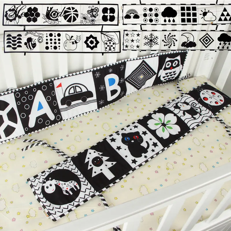 Sensory Cloth Book Baby Toys 0 12 Months Newborn Bed Sticker Crib Bumper Black and White Animal Quiet Books Montessori Baby Book